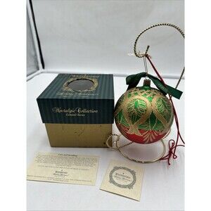 Waterford Holiday Heirloom Peacock Grande Ball Glass Christmas Tree Ornament Vtg